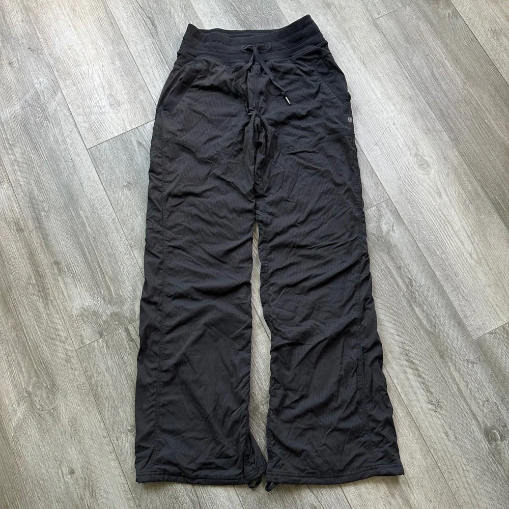 Lululemon Studio Pants Size 4 Black Wide Leg Drawstring Soft Stretch